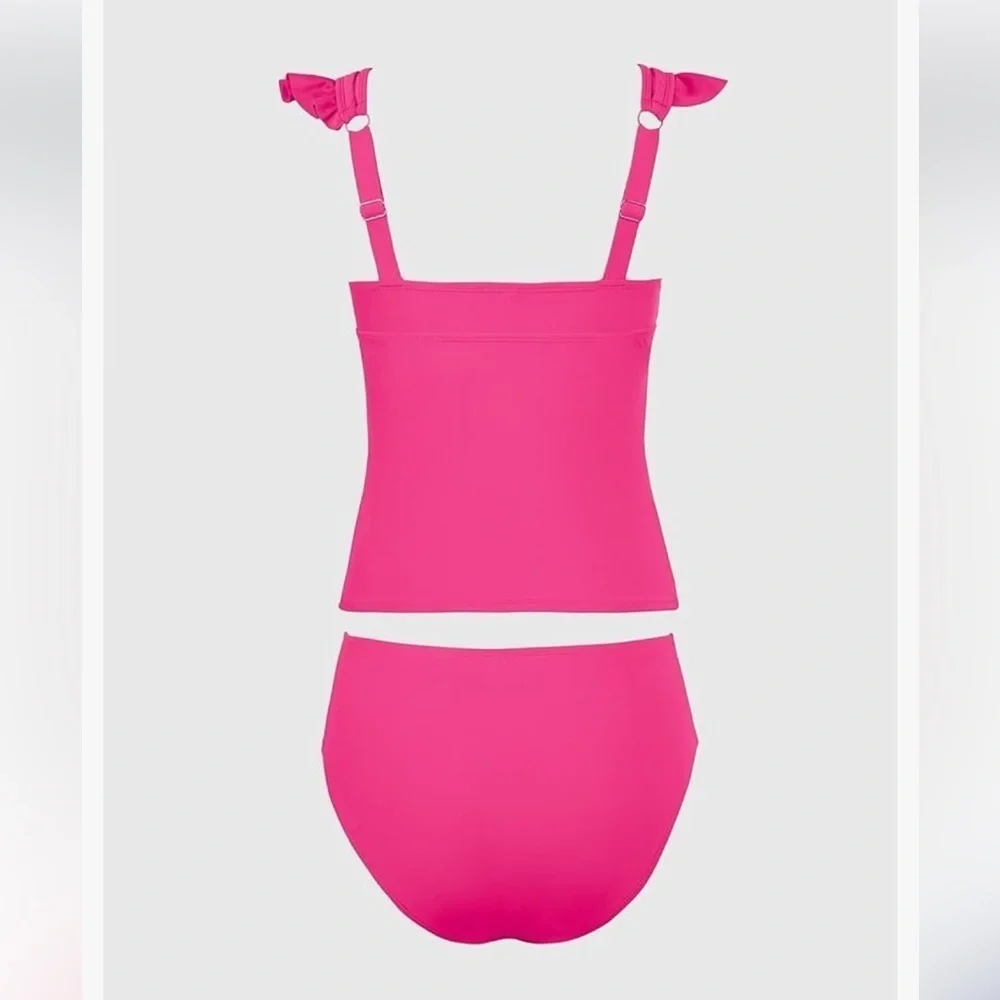 CUPSHE Tankini Set Two Piece, V Neck Ruffled Ruched Ladder Trim size XS